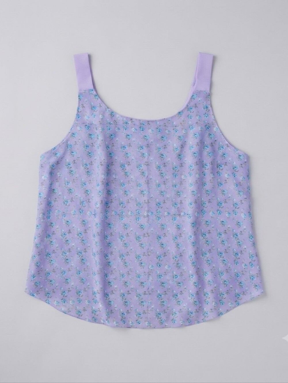Ashley Blue Women's Plus Size 1XL Purple Floral Tank Top Sheer Chiffon Blouse